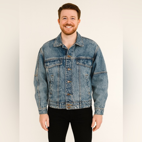 Mint Condition Industriale Nuovo Acid Wash Jean Jacket Size Large 90s Bomber - Picture 1 of 10